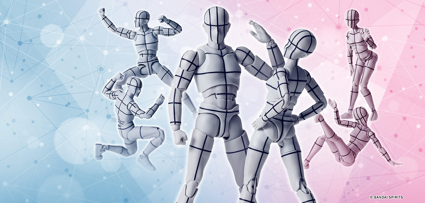 Body Kun / Body Chan Series S.H.Figuarts Figura Body-kun/Body-chan -Edición Deportes- -Wireframe- (Ver. Color Gris)