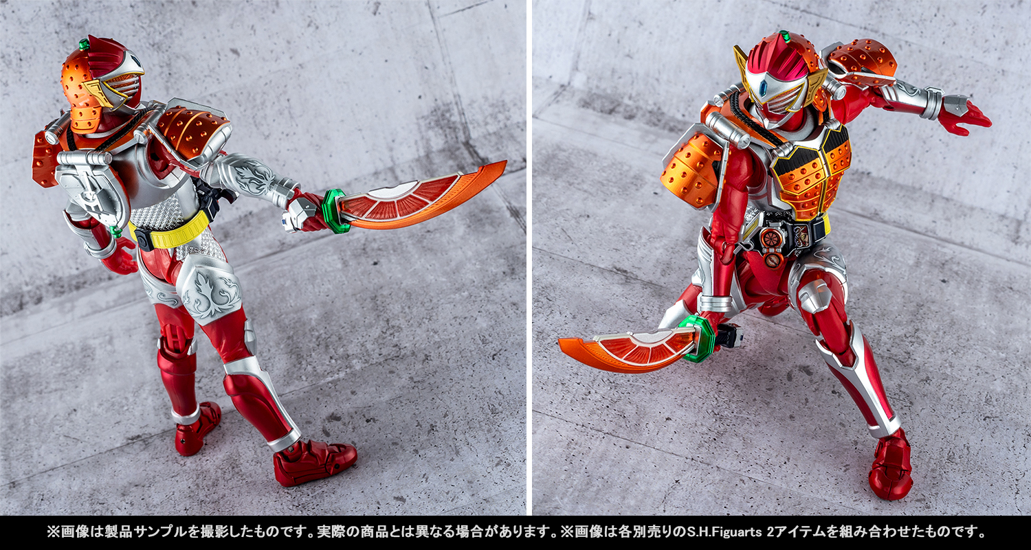 Let&#39;s go to battle with SHINKOCCHOU SEIHOU! Introducing product samples of &quot;Kamen Rider Gaim&quot; and &quot;Kamen Rider Baron&quot; that will be available in stores from August 10th, and the &quot;Arms Change Set&quot; Tamashii web shop