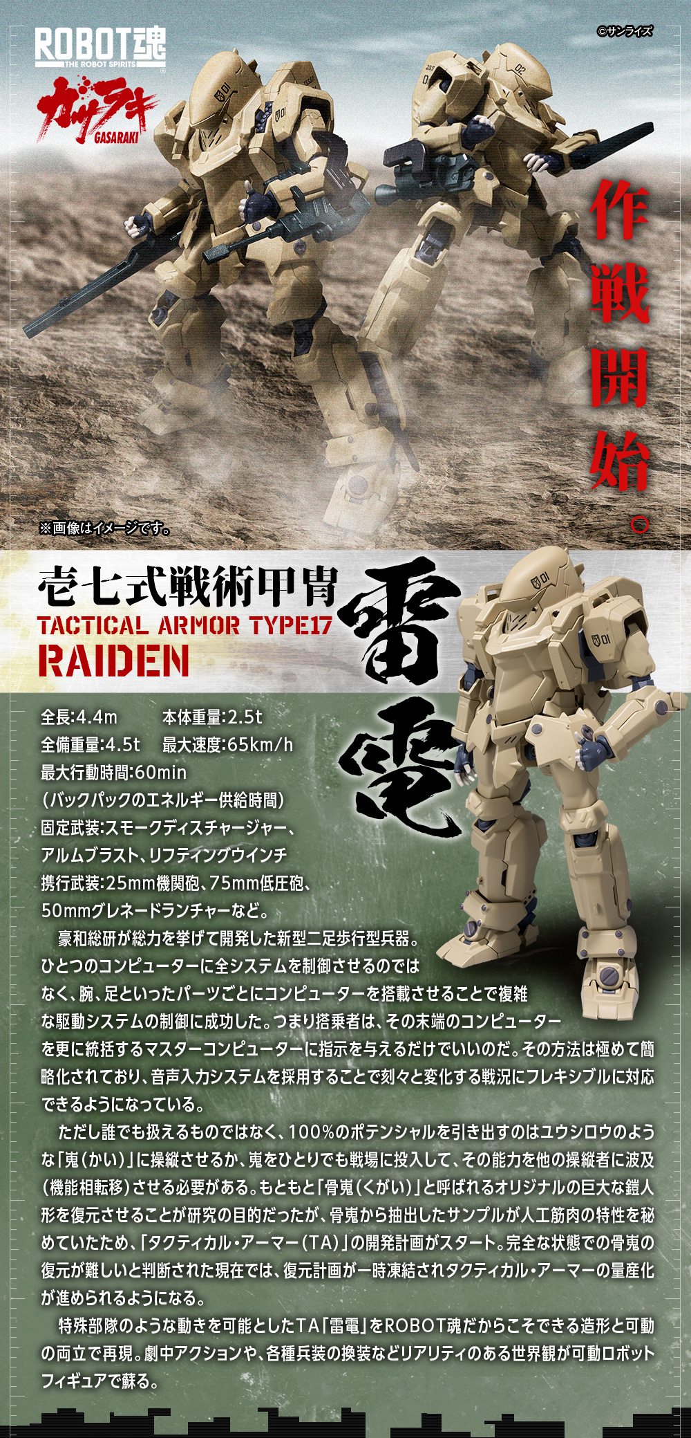 ROBOT魂〈SIDE TA〉壱七式戦術甲冑雷電 スペシャルページ | 魂ウェブ