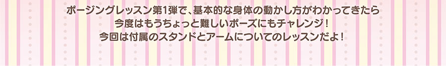 ポージングレッスン第１弾で、基本的な体の動かし方がわかってきたら、