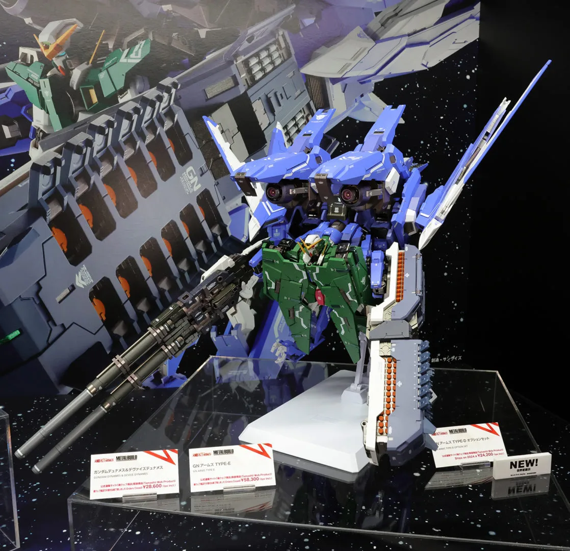 METAL BUILD GNアームズ TYPE-D オプションセット　魂ウェブ商店/2024年4月発送予定
※画像は同シリーズ「ガンダムデュナメス＆デヴァイズデュナメス」「GNアームズ TYPE-E」（魂ウェブ商店/受注終了）との組み合わせ例です。